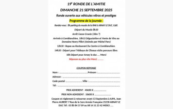 19 ème Ronde de l'Amitié le dimanche 21 septembre 2025