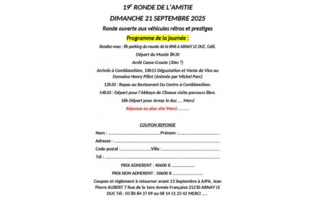 19 ème Ronde de l'Amitié le dimanche 21 septembre 2025