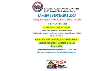 Prochain rendez-vous des Amis de la RN6 le 6 septembre 2025